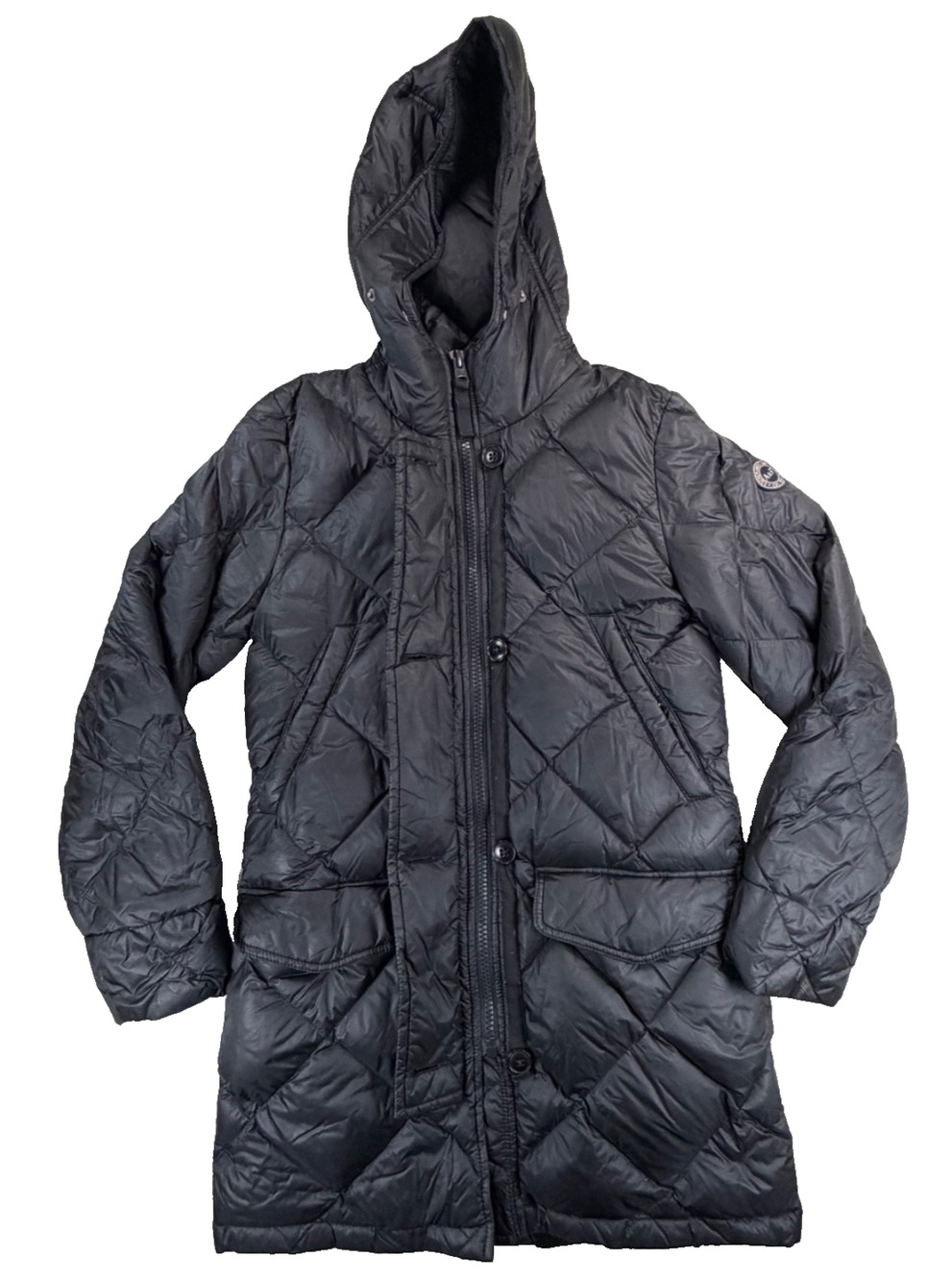 Vintage Abercrombie & Fitch Black Mid-Length Winter Puffer Jacket (Women's XS)